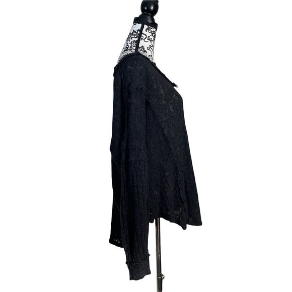 STITCHDROP | Women's Black Raw Edge Pocket Long Sleeve Pullover Large - Picture 6 of 7